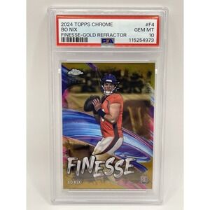 2024 Topps Chrome Bo Nix Finesse Gold Refractor Gem MT 10 Low Pop 46/50 #FA